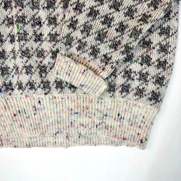 VTG 80s Confetti Knit Houndstooth Sweater Shoulder Pads Size Large - Picture 5 of 7